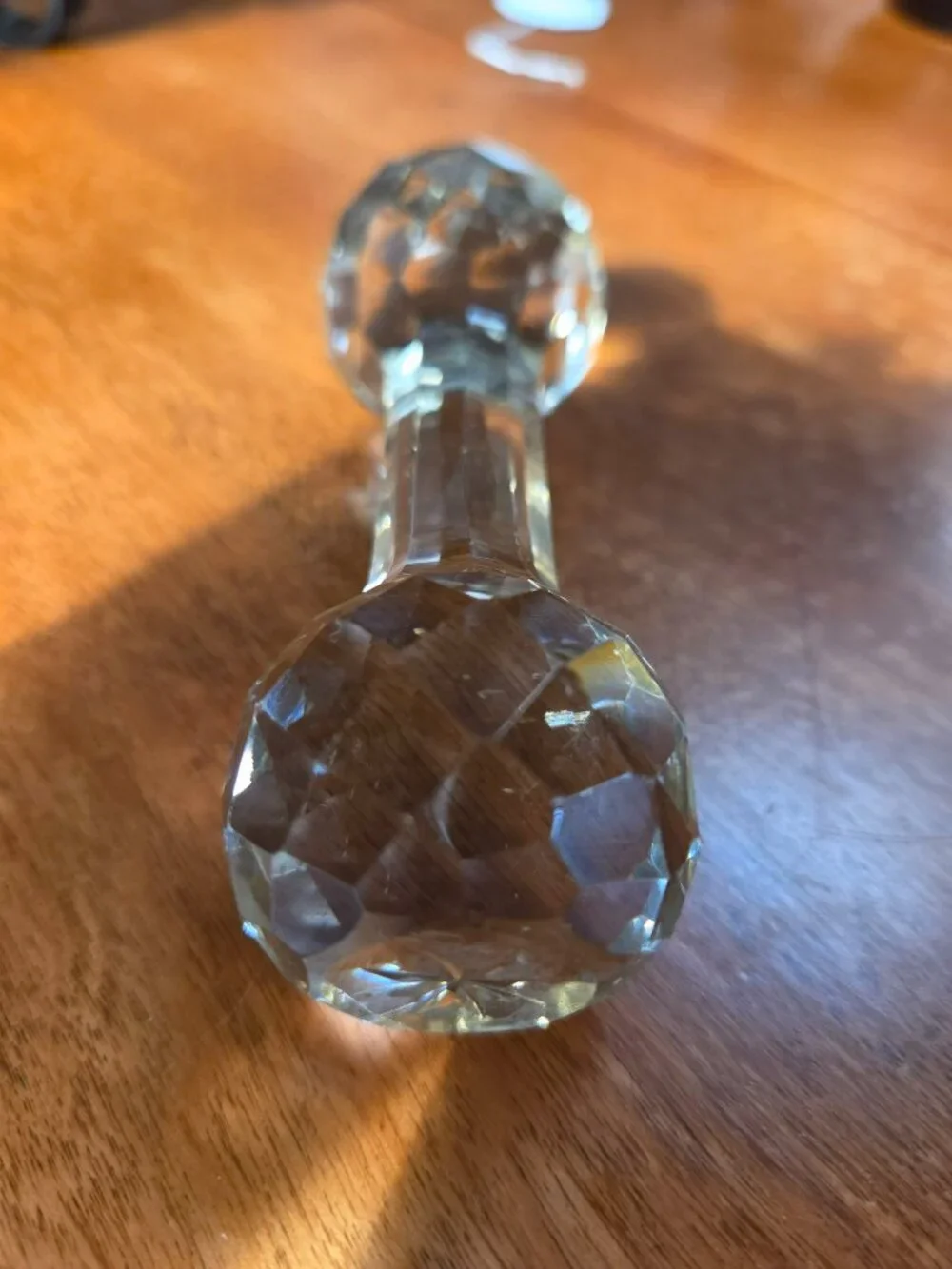 vintage crystal barbell spoon or knife rest